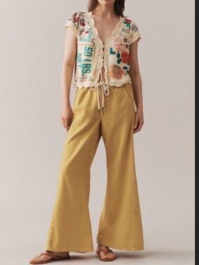 PILCRO THE ADI PULL-ON MID-RISE FLARE PANTS YELLOW